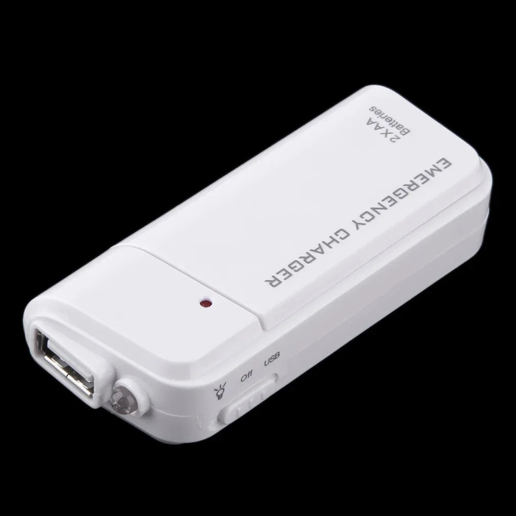 USB Emergency 2 AA Battery Extender Charger Power Bank Power Case for iPhone Mobile MP3 MP4 Black White