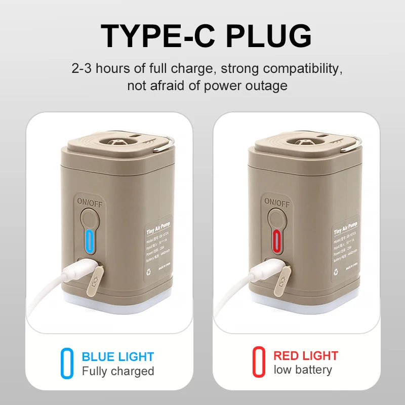 3 in 1 Mini Electric Inflatable Pump with Lights Wireless Air Compressor Inflate Deflate Air Pumps for Hiking Camping Equipment