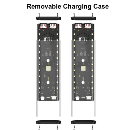 Transparent 4-Port 22.5W Fast Power Bank Solder-Free 4-Cell 21700 Battery Case Portable PD Battery Storage Box with OutdoorLight