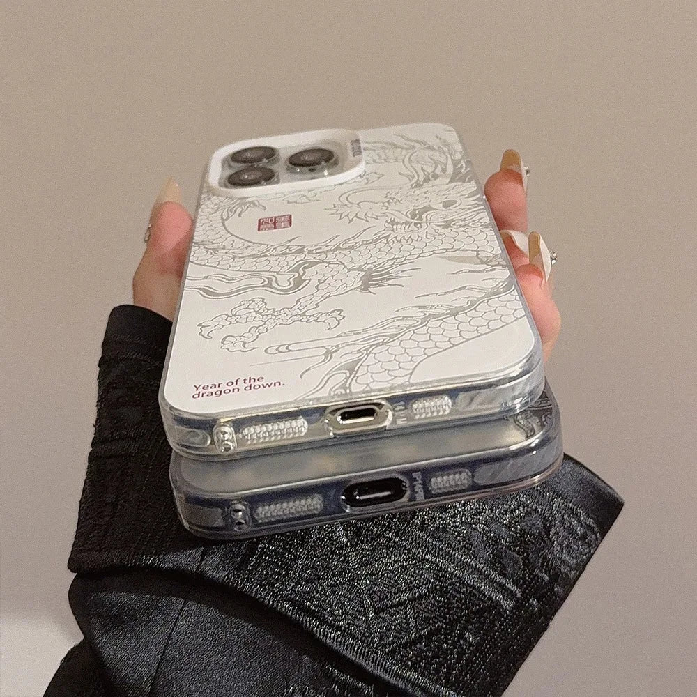 Cool Unique Phone Cases for iPhone 16 Pro Max Plus 15 14 11 12 13 Chinese Style Dragon Protective Phone Covers