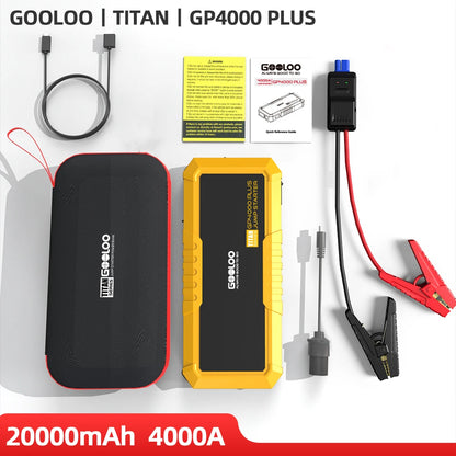 GOOLOO GP4000 PLUS 4000A 12V Portable Car Jump Starter, SuperSafe Lithium Battery Booster Pack, Spark-Proof with LED Light, for All Gas & Up to 10.0L Diesel Engines