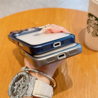 Luxury Frosted Matte iPhone Case – Metallic Frame MagSafe Cover for iPhone 11–17 Series