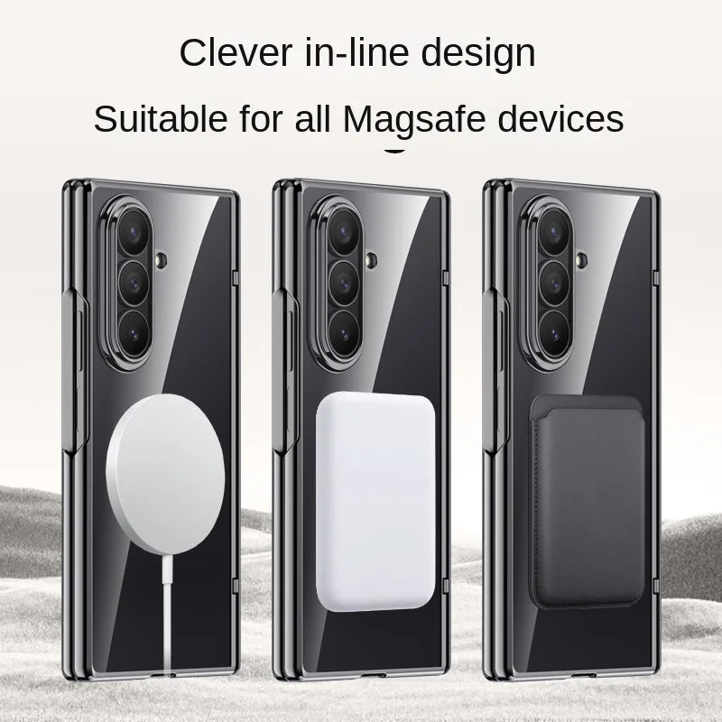 For Samsung Galaxy Z Fold 7 electroplated magnetic case with integrated tempered glass front film anti-fingerprint phone case
