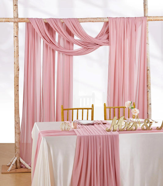 Chiffon Table Runner Gauze Vintage Romantic Wedding Chair Sashes Birthday Party Baby shower Ceremony Banquets Arches Cake Decor