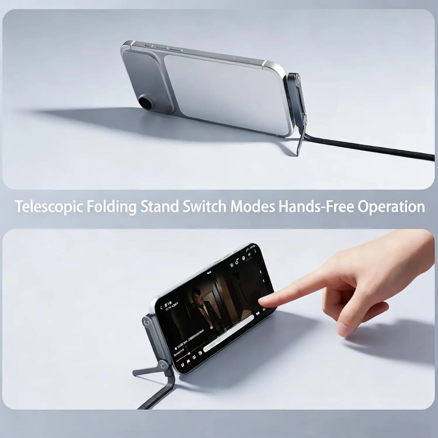 1/2PCS Type C To C Charger Cable 240W Fast Charging Data Line with Built-In Phone Stand for IPhone Samsung Xiaomi Google