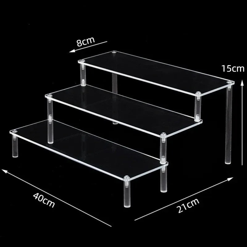 1-5 Tier Iridescent Acrylic Display Risers Stand Shelf for Figures Collectibles Cupcakes Perfumes Jewel Decorating & Organizing