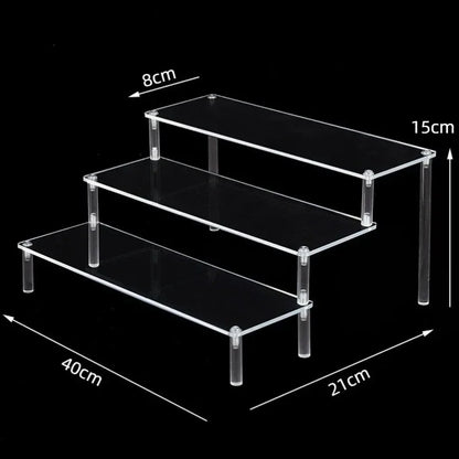 1-5 Tier Iridescent Acrylic Display Risers Stand Shelf for Figures Collectibles Cupcakes Perfumes Jewel Decorating & Organizing