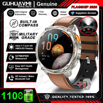 2026 New T-Rex3 Pro 1100mAh Battery Smart Watch GPS path 5ATM Waterproof Sports Run tracker Outdoors Compass Military Smartwatch
