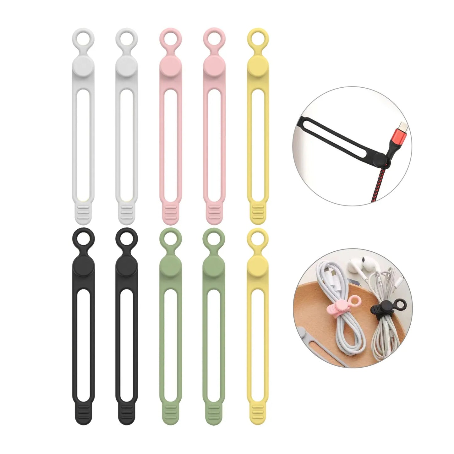 Silicone Cable Ties,Cord Organizer,Cable Straps,Reusable Cord Ties,Travel Cable Organizer ,Cute Elastic Tie, Wire Ties