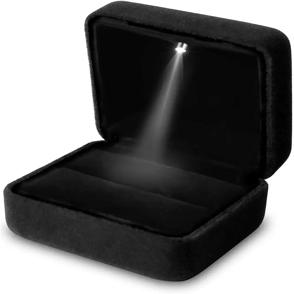 LED Jewelry Ring Box – Luxury Velvet Pendant & Necklace Display with Light for Proposal & Engagement