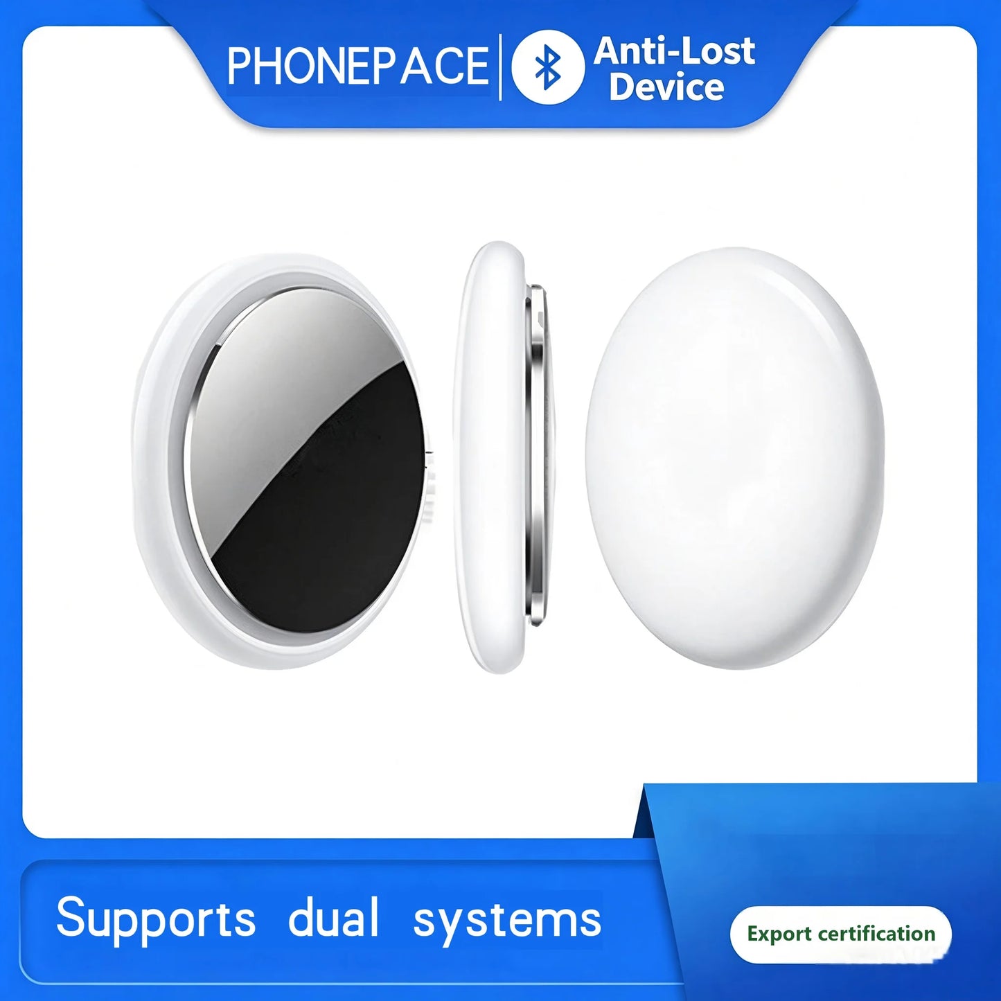 Dual OS Bluetooth Anti-Lost Tracker, Compatible with iOS Find My & Android, Sound Alarm Locator for Keys Phones & Personal Items