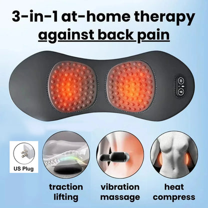 NEW 3-in-1 Back Massager with Relief Bed Sleeping Shiatsu Deep Tissue Portable Shoulder Lower Back Pain Relief Waist Massager