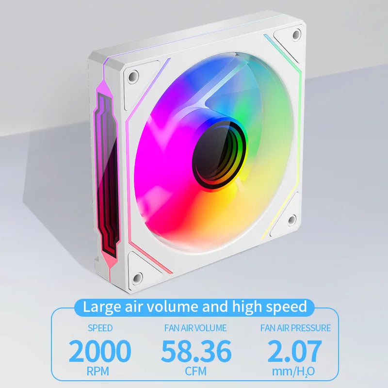 TEUCER LJ-4Pro Computer Case Fan ARGB Mirror Cycle 120mm 4Pin PWM PC Quiet Cooling Fan Low Noise Chassis Fan