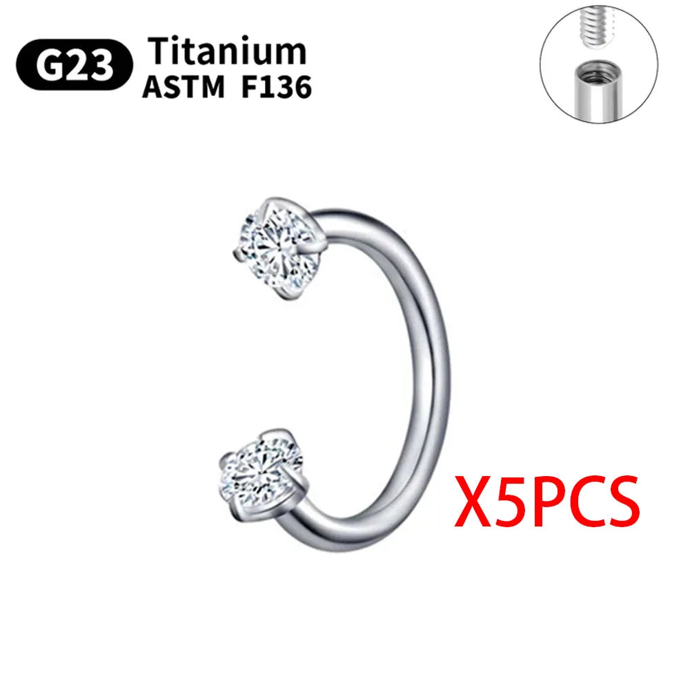 G23 Titanium Piercings Labret Stud Kit – 1/5/10pcs Lip, Nose, Eyebrow, and Cartilage Body Jewelry