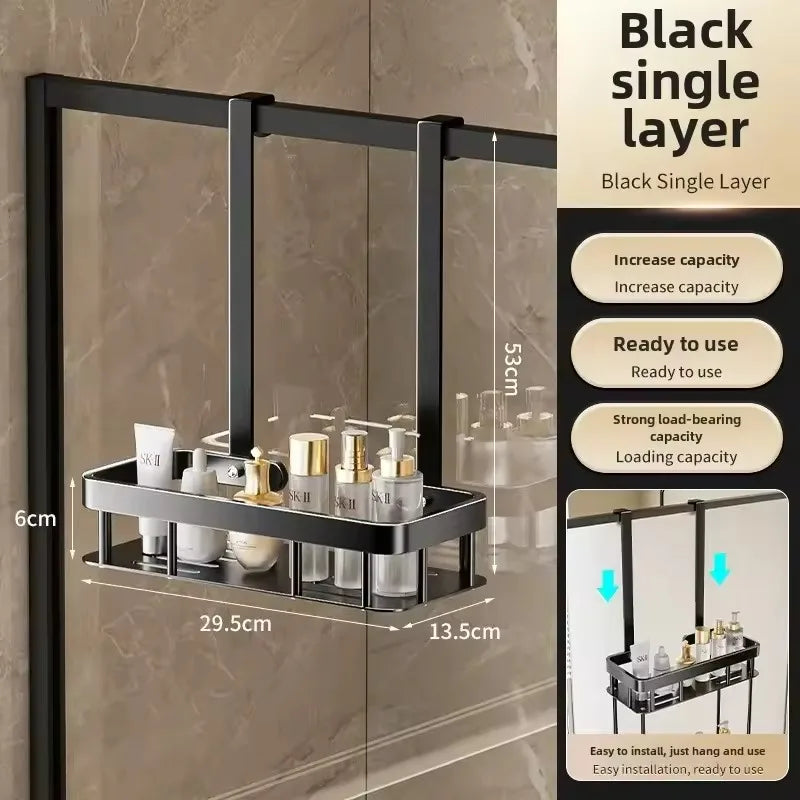Over the Door Hanging Shower Caddy No-Drill Removable Bathroom Organizer Storage Rack for Shower Gel Soap Towels