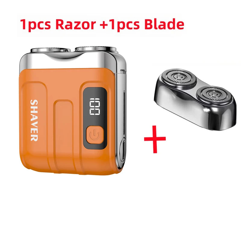 Mini Electric Smart Shaver Household Car Shaver Digital Display Dual Blade Rechargeable Shaver Powerful Beard Trimmer Tool