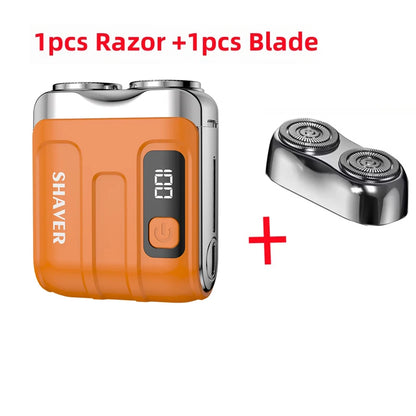Mini Electric Smart Shaver Household Car Shaver Digital Display Dual Blade Rechargeable Shaver Powerful Beard Trimmer Tool