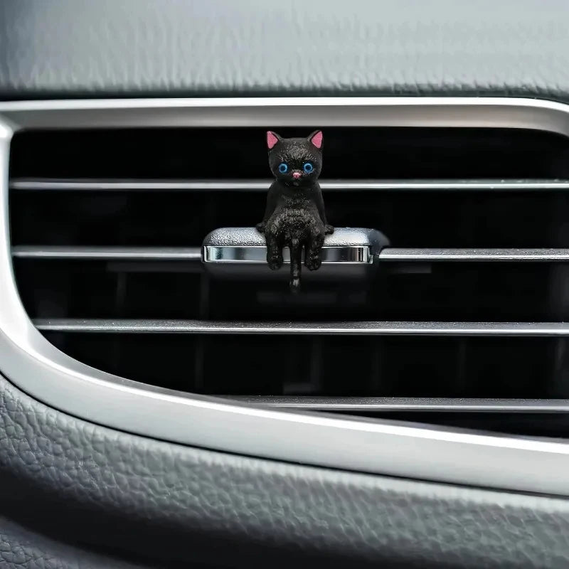 5 pieces of mini cartoon cat car decorations, cute cat images used for edge decoration of car screens, creative micro landscapes