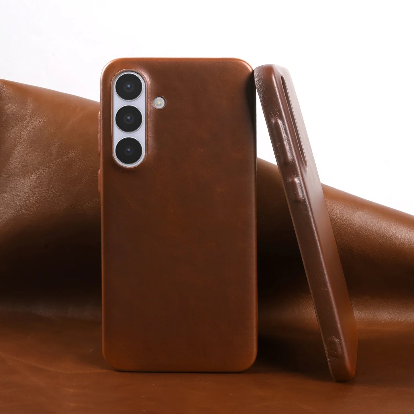 Premium Genuine Leather Back Case For Samsung Galaxy S25FE S26 S25Ultra S24 S23 S22 Business Full Covered Protective Phone Cases