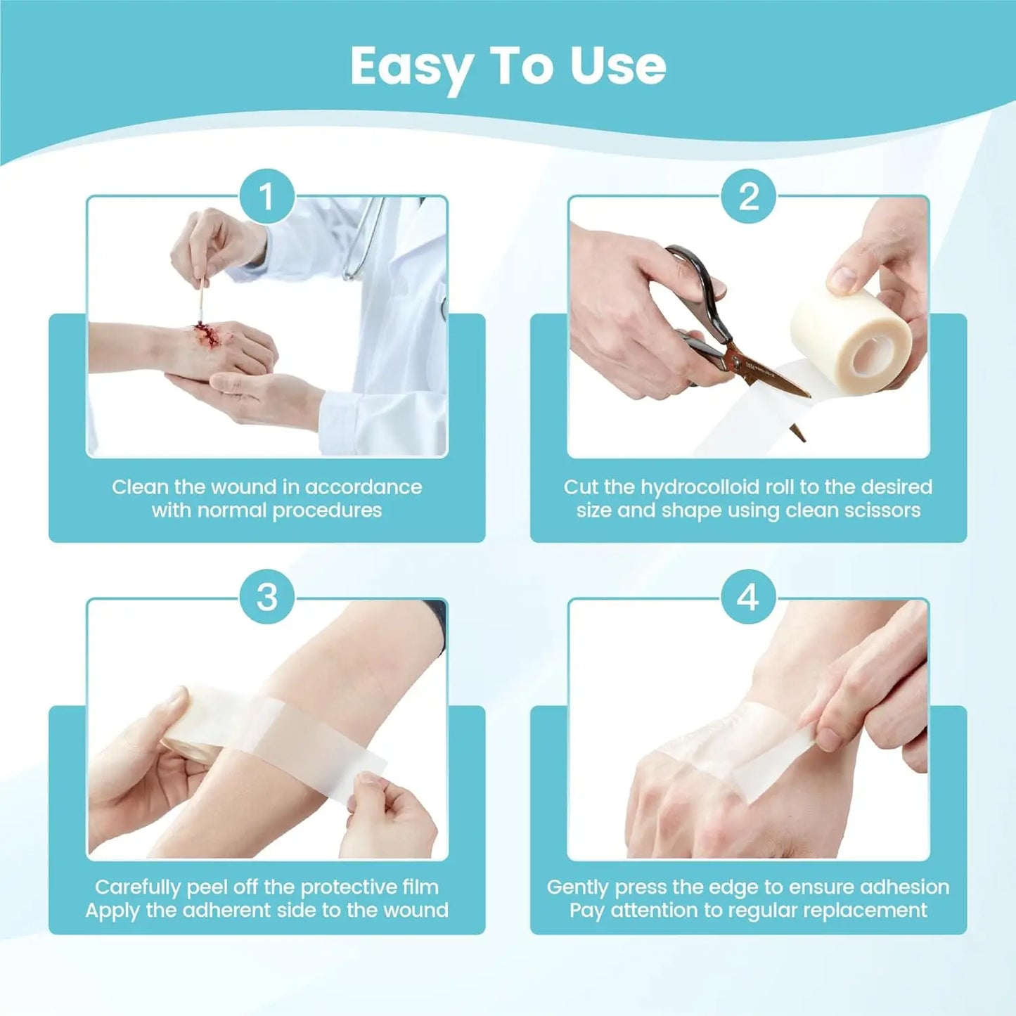 Hydrocolloid Bandage Hydrocolloid Patch Bandages Effective Roll For Wound Care Waterproof Self-Adhesive Highly Absorbent Tape
