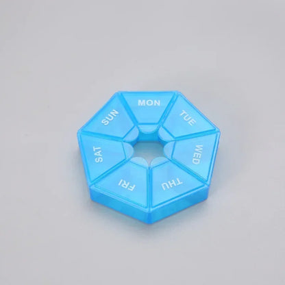 1/2/3Pcs A Week 7 Corners Pill Box Round 7 Boxes For One Week Small Pill Box Mini 7 Days Portable Points Medicine Jewelry Box