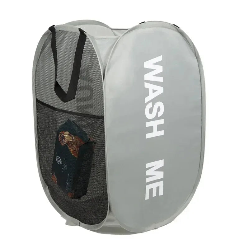 Foldable Mesh Pop-Up Laundry Basket – Large Capacity