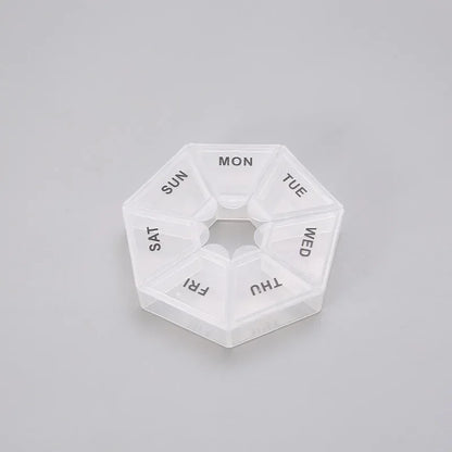 1/2/3Pcs A Week 7 Corners Pill Box Round 7 Boxes For One Week Small Pill Box Mini 7 Days Portable Points Medicine Jewelry Box