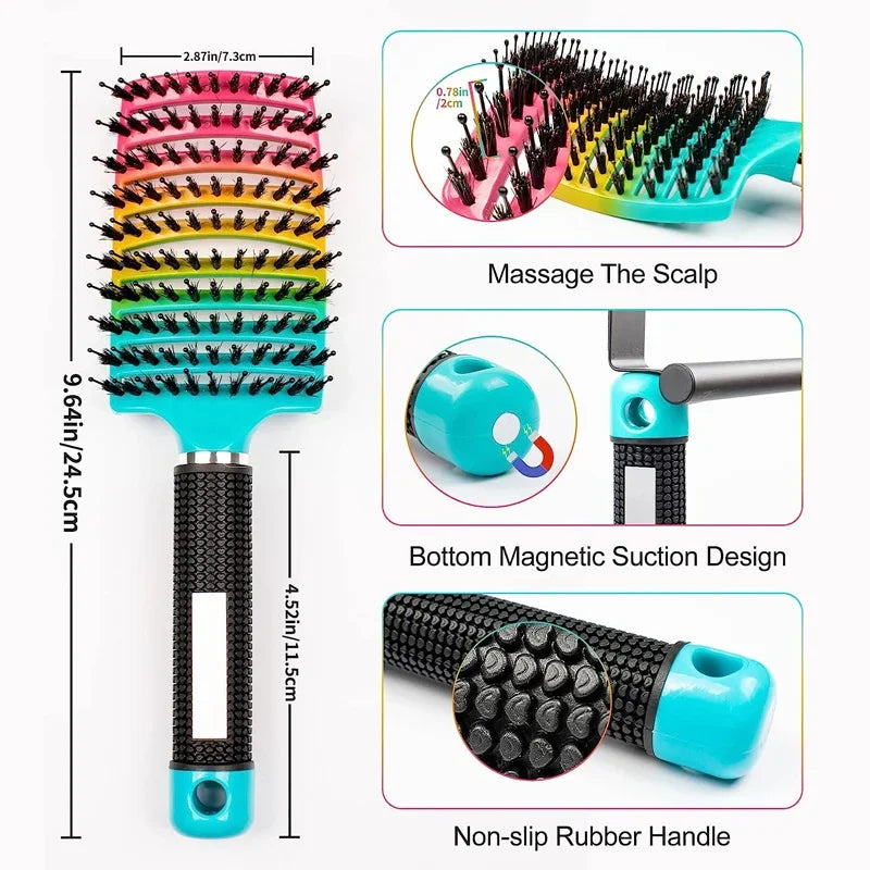 Multi color scalp massage comb, professional wet hair and curly hair styling tool