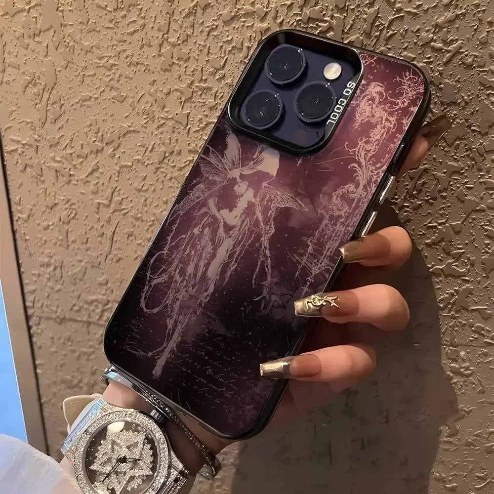 Cybersigilism Gothic Coquette Acrylic Silicone Hard Cover Frosted Case for iPhone 17 Air 16 E 15 14 Plus 13 12 Mini 11 Pro Max