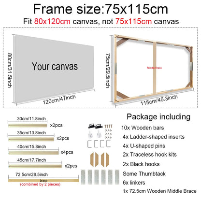Various Sizes Canvas Frame Wooden Frames Natural Wooden Photo Oil Painting Canvas Diamond Painting Frames Canvas Wood Wall Frame