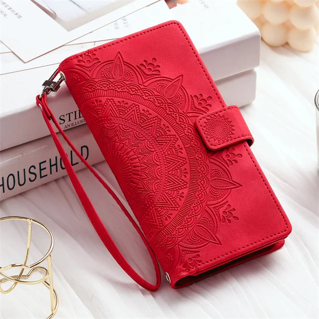 Leather Flip Case For Samsung Galaxy S26 S25 S23 S24 Ultra S22 S21 Plus S20 FE + Note 20 10 9 Card Wallet Embossing Phone Bag
