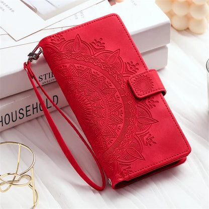Leather Flip Case For Samsung Galaxy S26 S25 S23 S24 Ultra S22 S21 Plus S20 FE + Note 20 10 9 Card Wallet Embossing Phone Bag