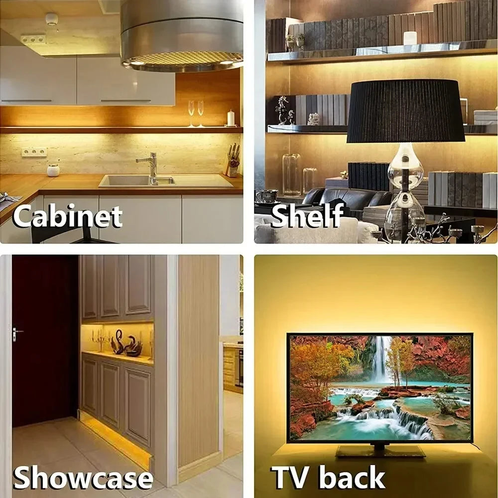 USB 60 LED Strip Lights DC 5V Smart Dimmer Gesture Sensor Switch Control Backlight Tape TV Lamp LED Lights for Room Home Decor
