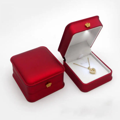 LED Jewelry Ring Box – Luxury Velvet Pendant & Necklace Display with Light for Proposal & Engagement