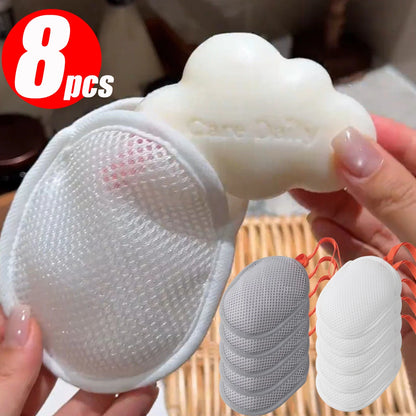 1~8Pcs New Foaming Soap Bag Net Mesh Massage Exfoliator Pouch Bathing Bubble Maker Cleaning Tool