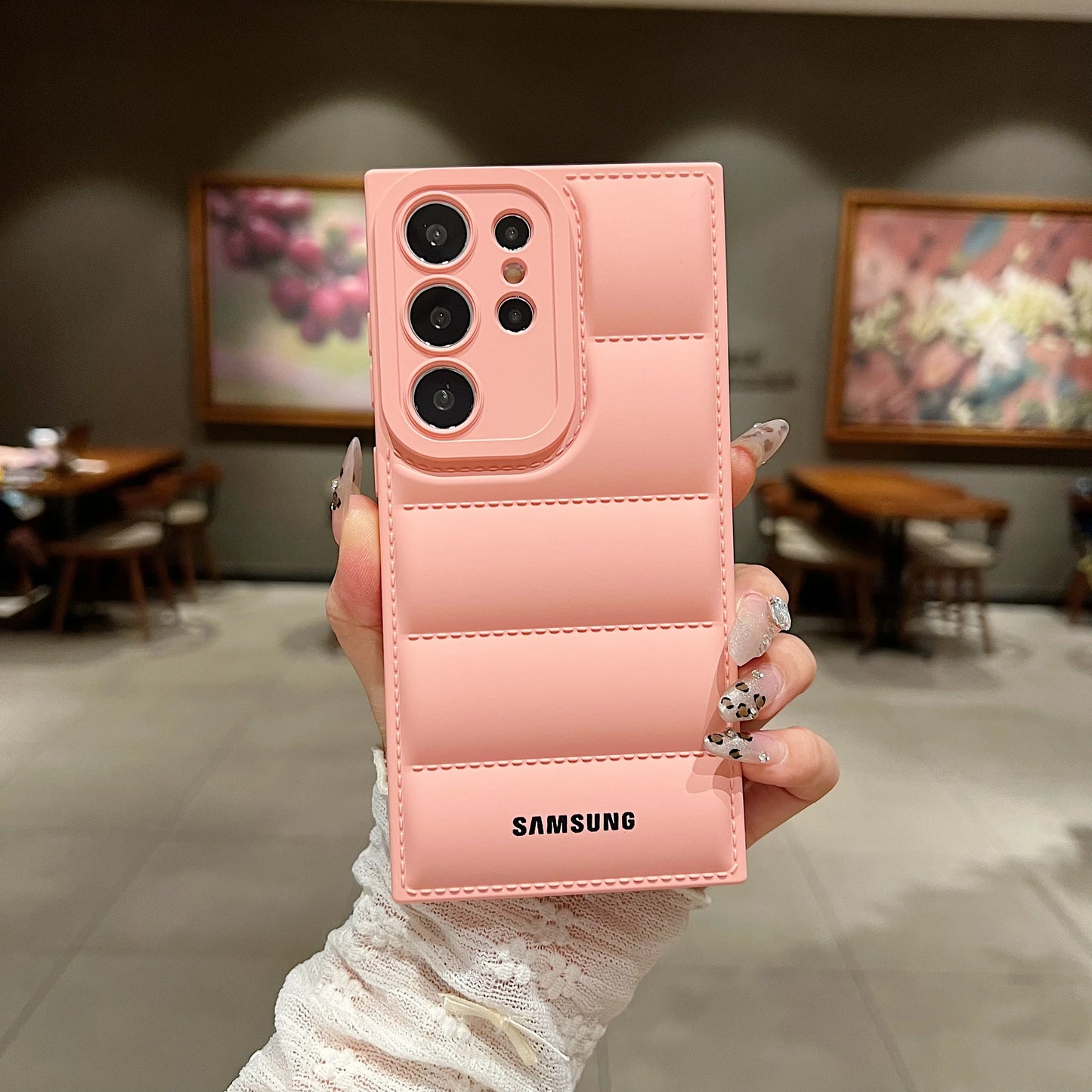 Wave Puffer Down Jacket Phone Case Samsung S26 S25 S24 S23 S22 Ultra S21 Plus Note 20 A72 A54 Solid Color Shockproof Soft Cover