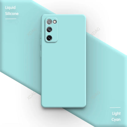 Straight Edge Housing for Samsung Galaxy S20 FE S20FE Plus Ultra 5G Plain Candy Color Soft Liquid Silicone Phone Case Back Cover