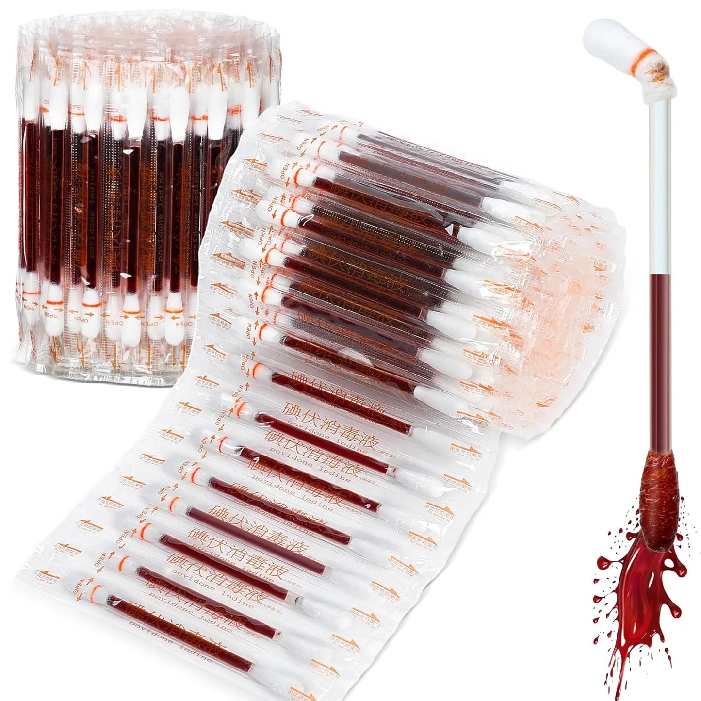 300Pcs Disposable Iodine Swab Emergency Stick Individually Packaged for Travel Outdoor Bruise Care Iodine Swab Iodine Swab