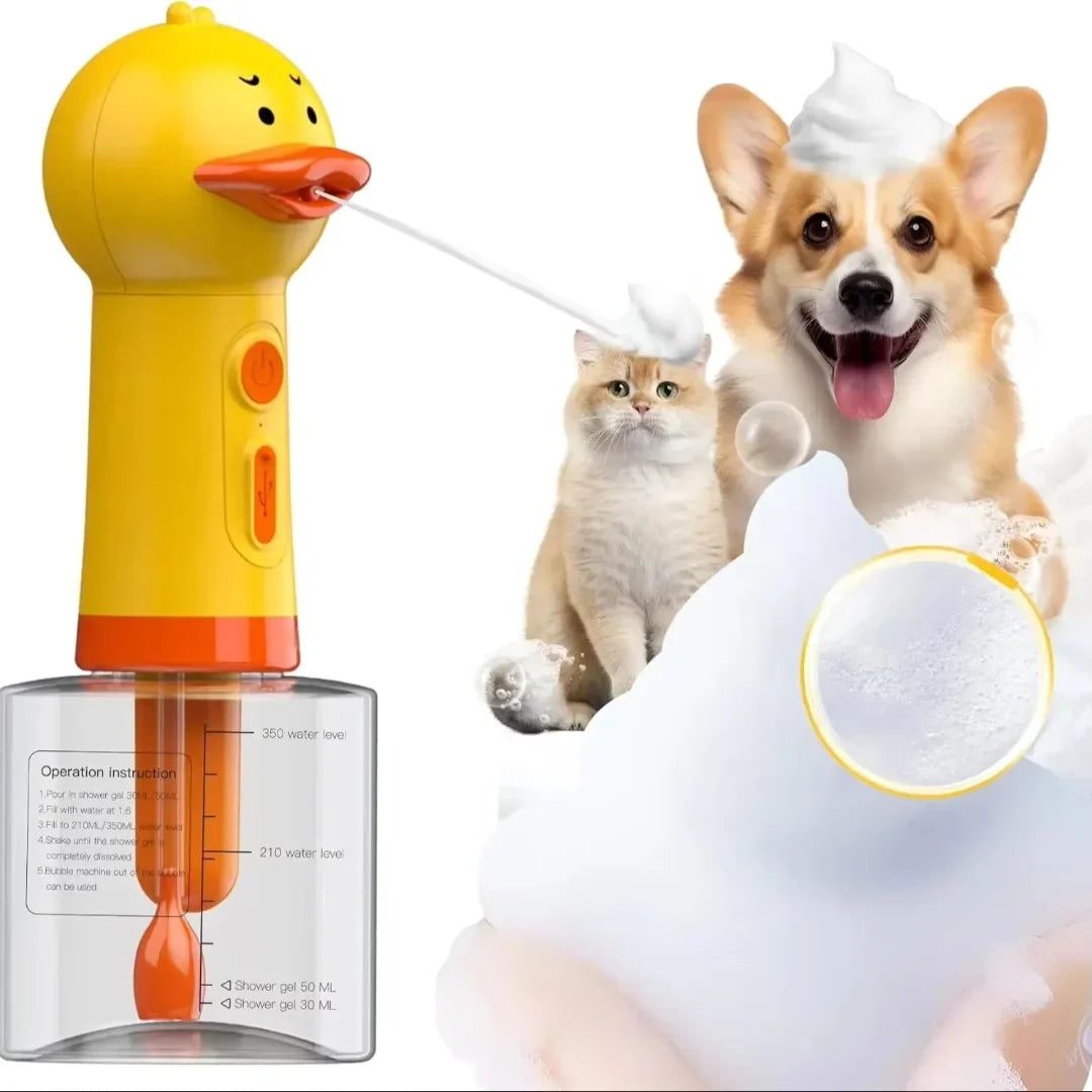 Automatic Pet Foam Dispenser, Yellow Duck Shaped Electric Foam Machine, USB Charging Pet Grooming Accessory