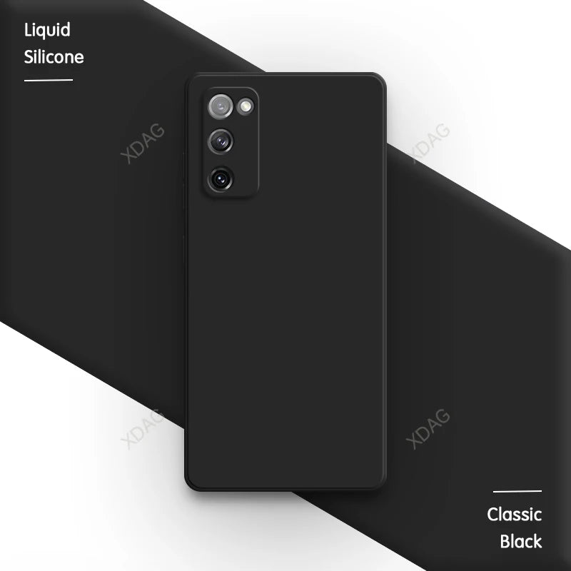 Straight Edge Housing for Samsung Galaxy S20 FE S20FE Plus Ultra 5G Plain Candy Color Soft Liquid Silicone Phone Case Back Cover