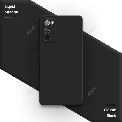 Straight Edge Housing for Samsung Galaxy S20 FE S20FE Plus Ultra 5G Plain Candy Color Soft Liquid Silicone Phone Case Back Cover