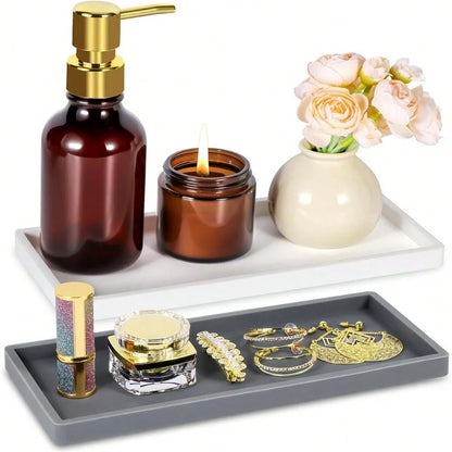 1 Pack Bathroom Tray Soft Silicone Jewelry Tray Dressing Table Decorative Bathroom Tray Organizer Suitable for Dressing Tables