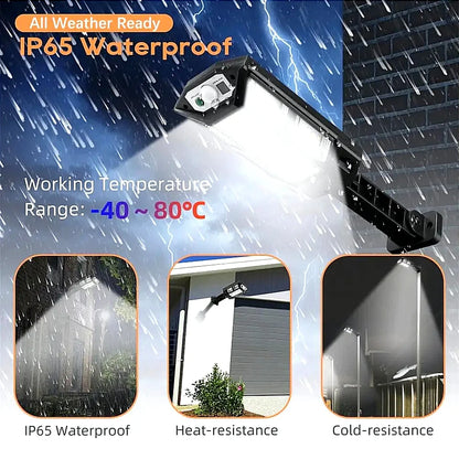 Powerful LED Solar Outdoor Led Courtyard Wall Lamp Rechargeable Human Body Induction Garden Terrace Garage Door Street Lighting