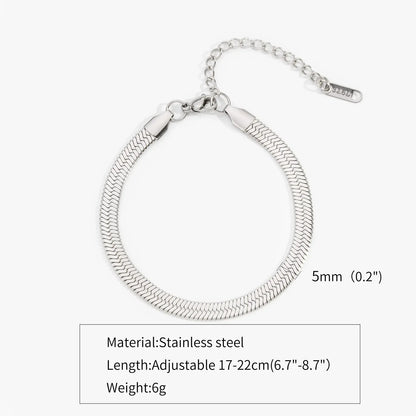 2-5MM Stainless Steel Snake Chain Bracelet - Gold Color Waterproof Bangle