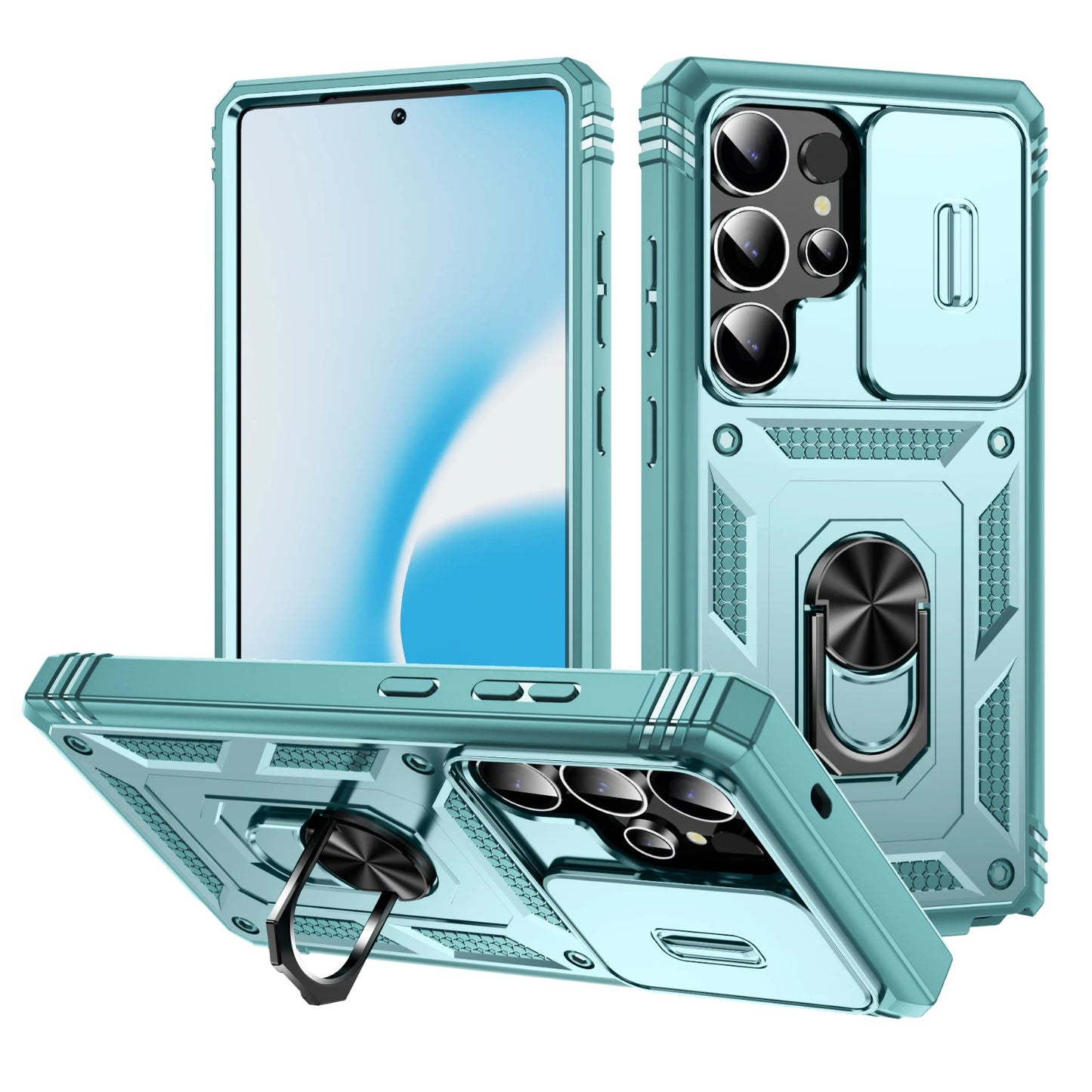 360 Full Protection Phone Case For Samsung Galaxy S25 S24 S23 Ultra Plus S25 Edge S24FE Case Armor Car Magnet Ring Stand Cover