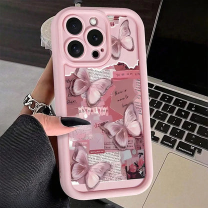 Cute Butterfly Silicone iPhone Case – Shockproof Candy Cover for iPhone 11–17 Series