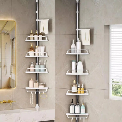 Stainless Steel Bathroom Corner Storage Rack Telescopic 4 Layer Shower Organizer For Shampoo Shower Gel Punch-Free Bathroom Rack
