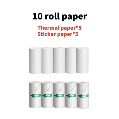 New 10 Roll Sticker Paper for Mini Printer Label Sticker Paper Color Thermal Paper Width for Label Maker Printers Photo Printing