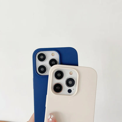 Luxury Candy Color Silicone Soft Case For iPhone 16 15 14 13 12 11 Pro Max Plus Mini Matte Frosted Cover Ultra Thin Shell Coque