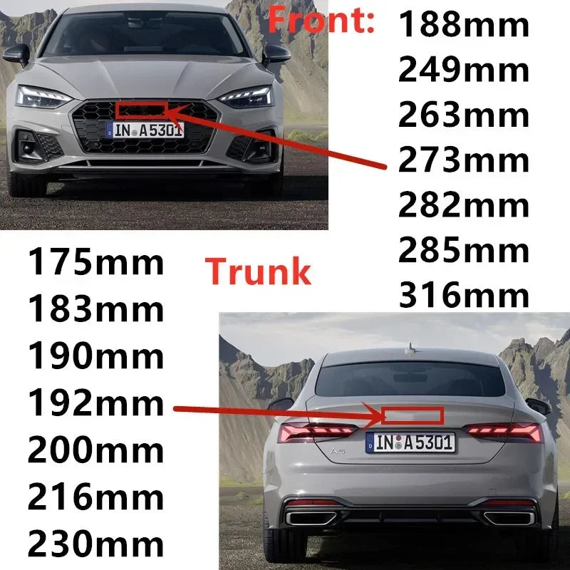 For Audi A3 A4 A5 A6 A7 Q2 Q3 Q5 Q8 TT ABS Black Hood Front Bonnet Grill Rear Trunk Emblem Logo Badge Sticker Decal  4 Ring Logo